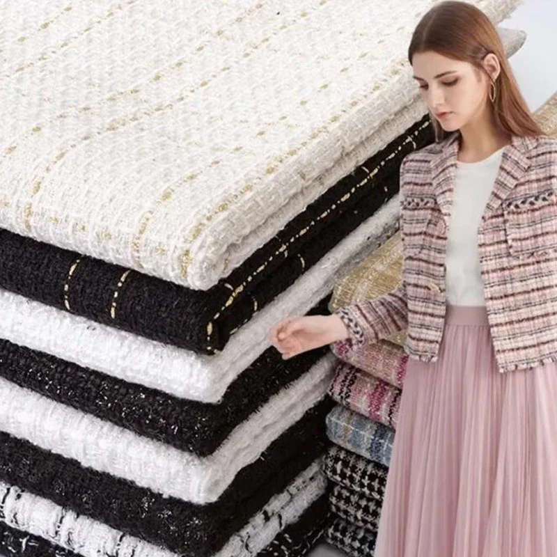 Sewing Tweed - 50 ซม.ผ้าไหมน้ําหอมขนาดเล็กผ้าเส้นใยลายสก๊อตผ้าผู้หญิงเสื้อรองเท้าหมวกกระเป๋า DIY เสื้อผ้าทําด้วยมือเย็บ