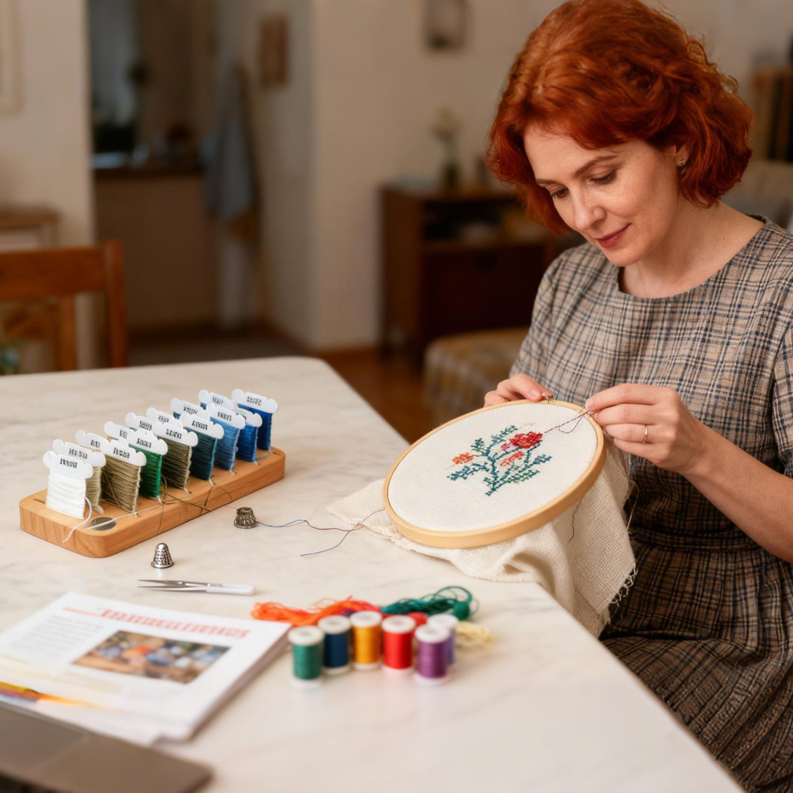 Embroidery Floss Thread - ที่เก็บด้ายปักผ้า 15 ช่อง ที่ใส่แกนด้ายไม้ ที่เก็บกระสวยด้ายแม่เหล็ก สำหรับงานอดิเรก