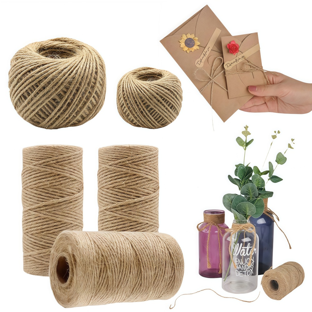 Sewing Thread In Textile - เชือกป่านธรรมชาติขนาด 2/3/4 มม. ริบบิ้นเชือกป่านสำหรับงานฝีมือ DIY เชือกป่านวินเทจ