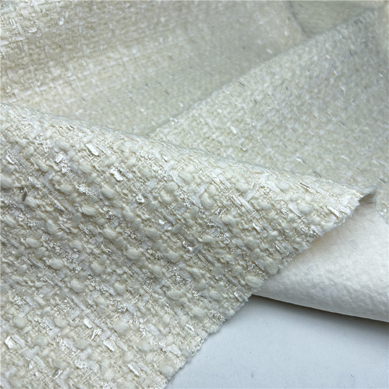 Sewing Tweed - สีเบจฝรั่งเศสหรูหรา Draped Fringe ทอ Bouclé Tweed