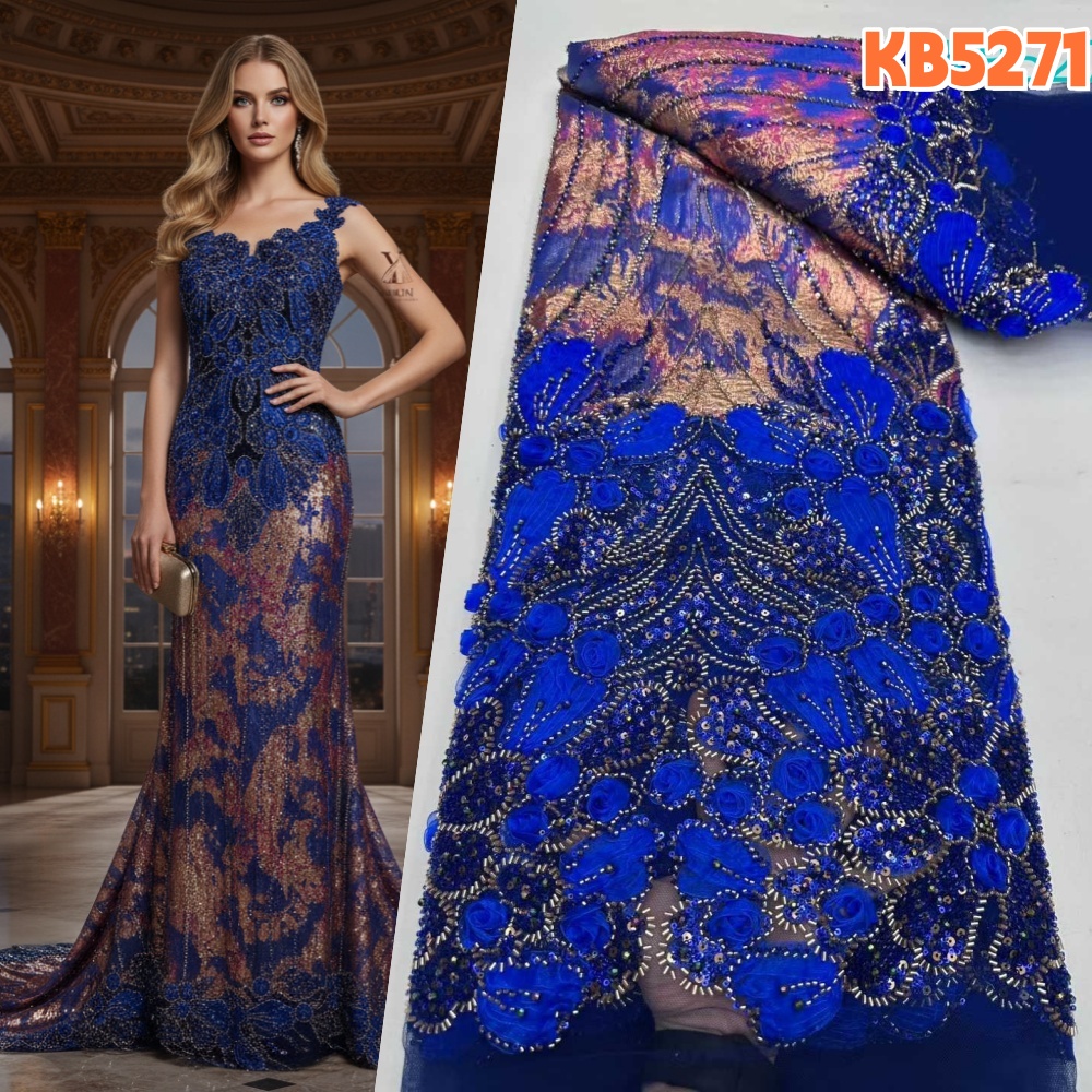 Sewing Velvet Fabric - ผ้าลูกไม้ไนจีเรีย 5 หลา คุณภาพสูง ปี 2025