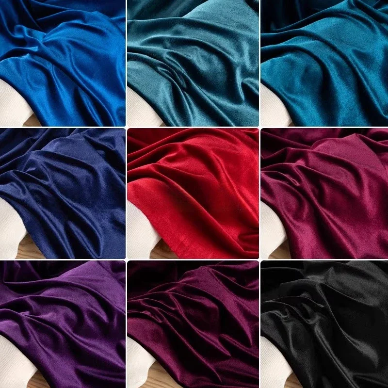 Sewing Velvet Fabric - ผ้ากำมะหยี่สีทึบ ผ้ายืดสี่ด้าน สำหรับตัดเย็บชุดกี่เพ้า เสื้อซับใน กางเกงขายาว ผ้ากำมะหยี่เนื้อมันเงา