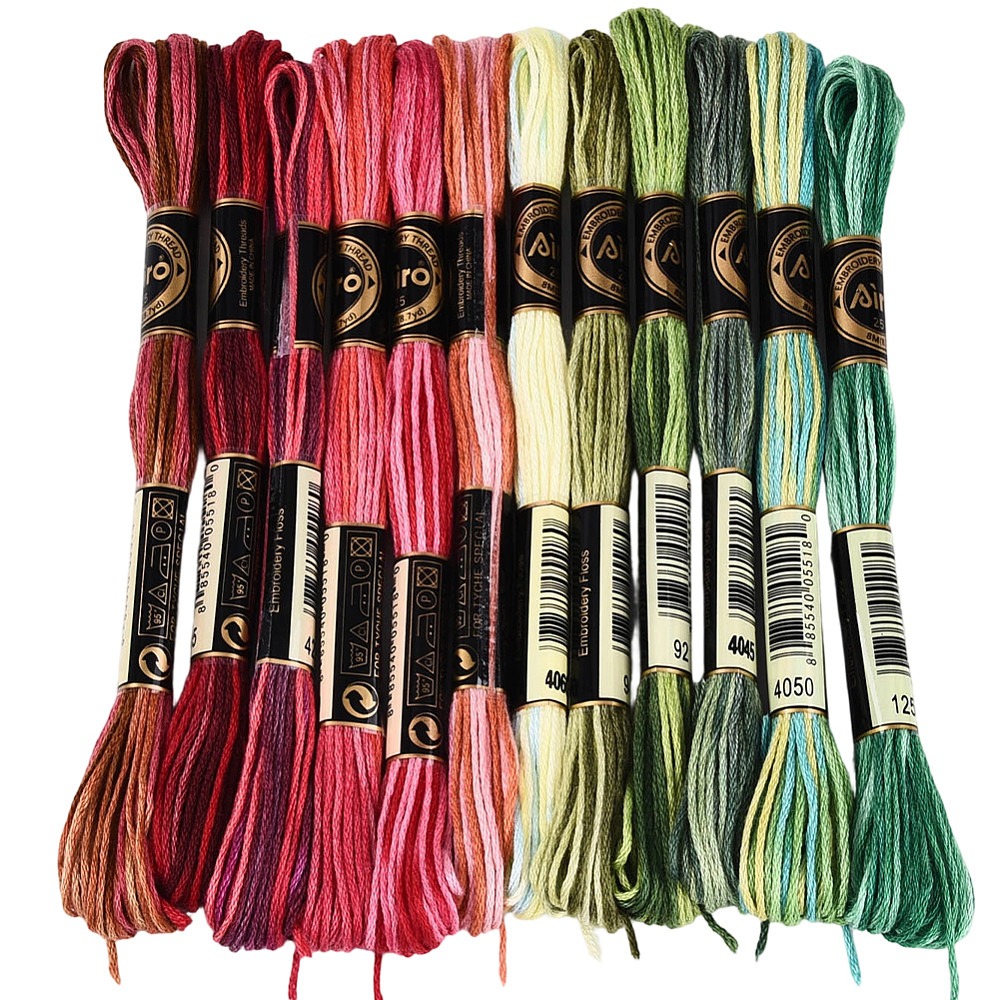 Embroidery Floss Thread - ด้ายปักไหมพรม 105 หลา 6 เส้น ด้ายหลากสี