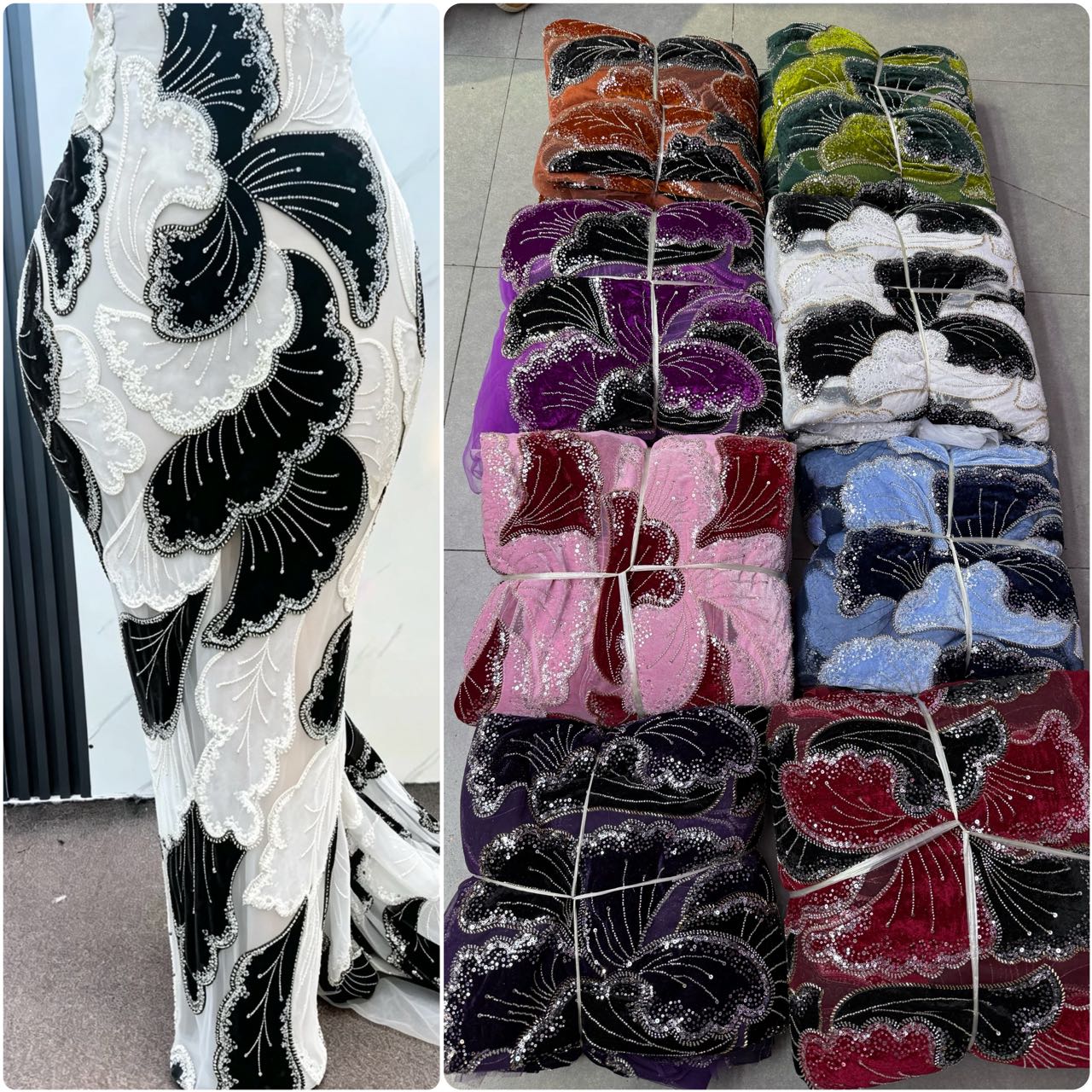 ผ้าลูกไม้ทูลล์ปักเลื่อมหรูหรา  - Sewing Velvet Fabric บทวิจารณ์และราคา