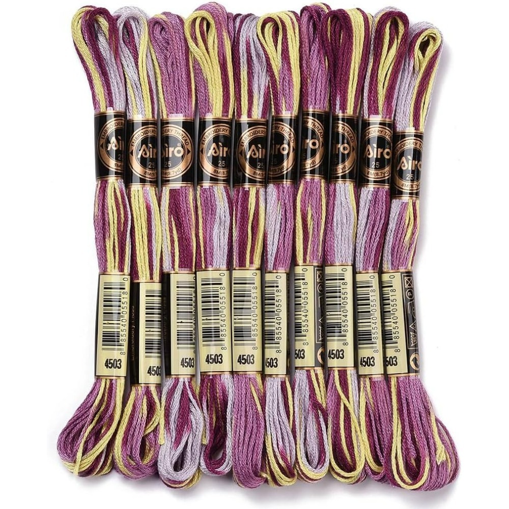 6 Strands สีม่วง Variegated เย - Embroidery Floss Thread บทวิจารณ์และราคา