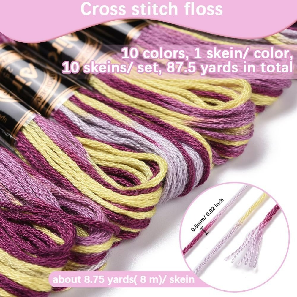 6 Strands สีม่วง Variegated เย - Embroidery Floss Thread บทวิจารณ์และราคา