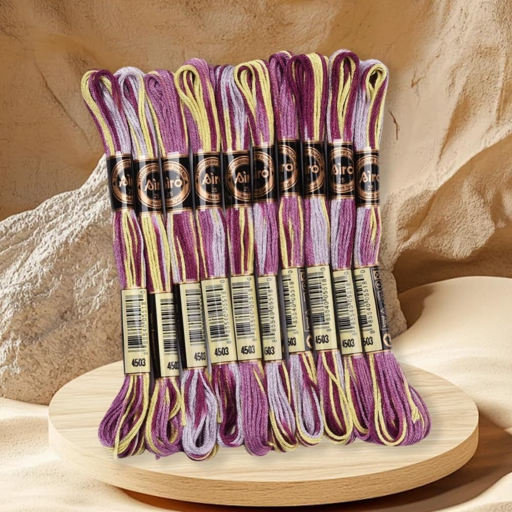 6 Strands สีม่วง Variegated เย - Embroidery Floss Thread บทวิจารณ์และราคา