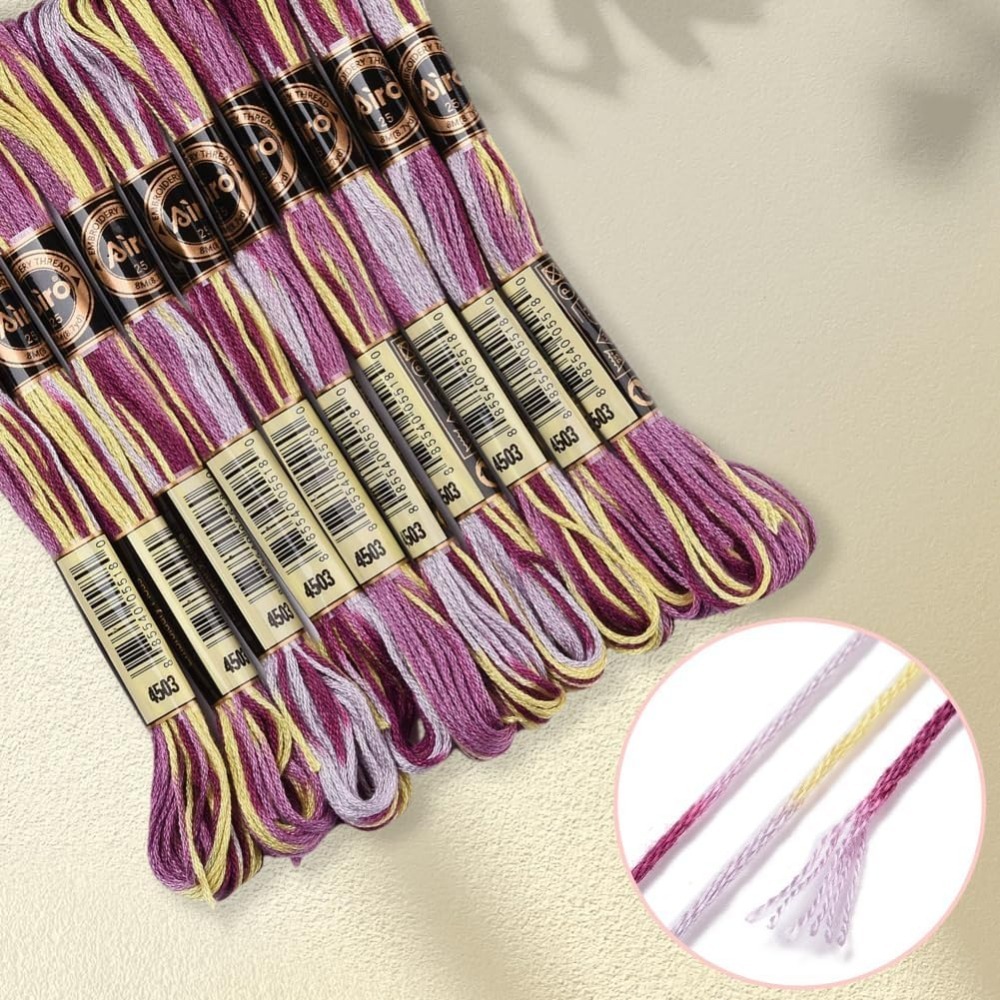 6 Strands สีม่วง Variegated เย - Embroidery Floss Thread บทวิจารณ์และราคา