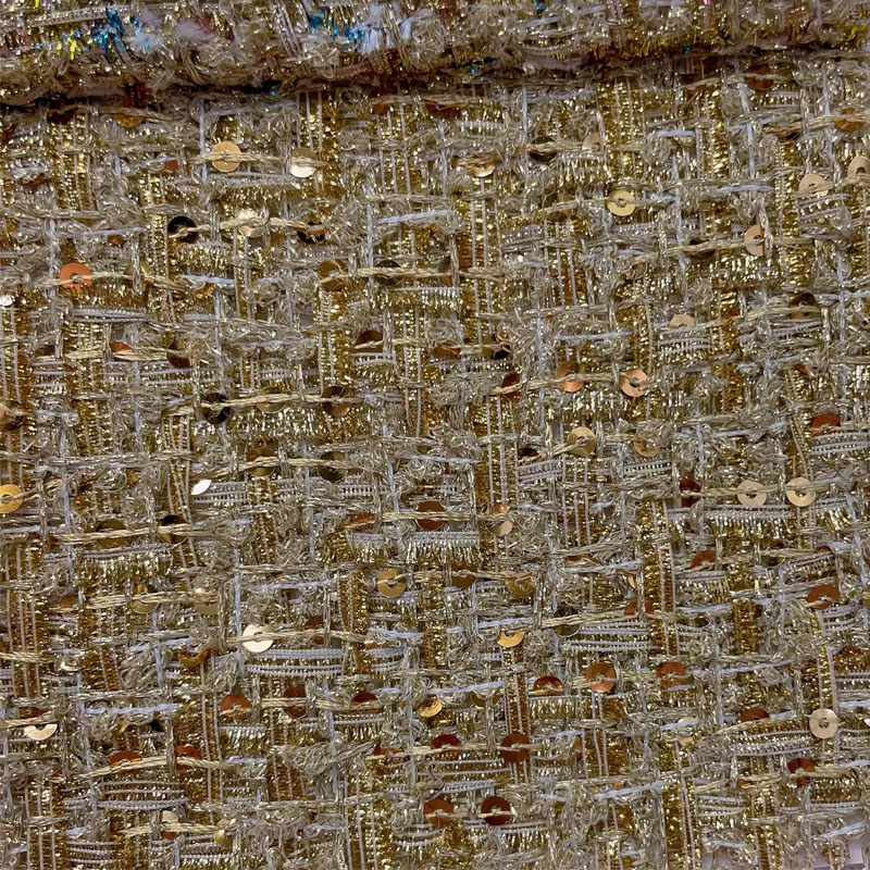 ผ้าทวีดถักลายเส้นทองและเลื่อมย - Sewing Tweed บทวิจารณ์และราคา