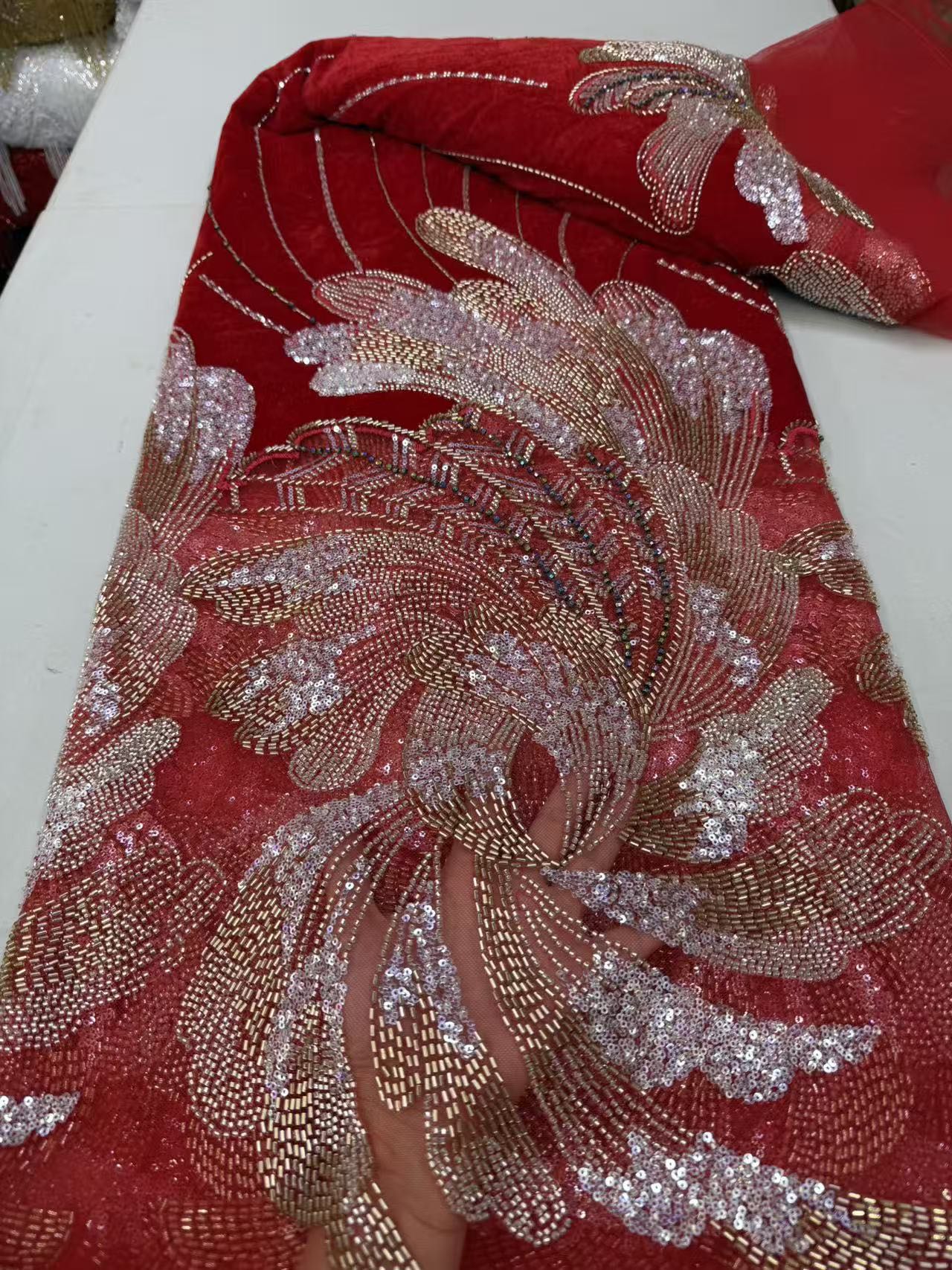 ผ้าลูกไม้ปักเลื่อมฝรั่งเศสแบบแ - Sewing Velvet Fabric บทวิจารณ์และราคา