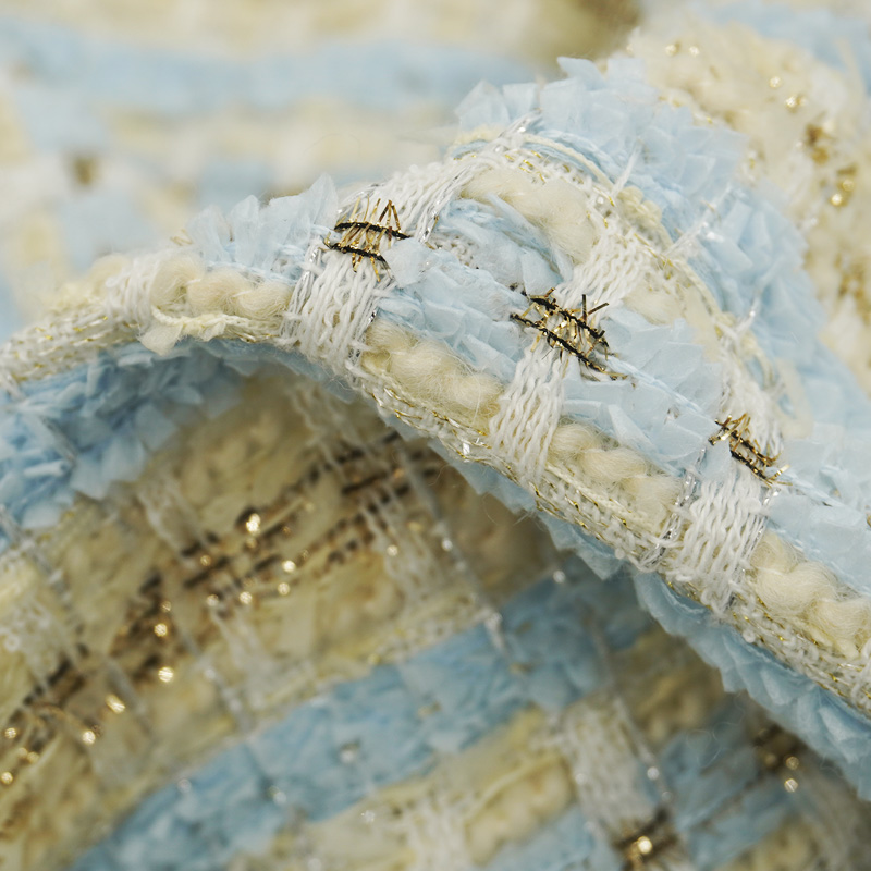 ผ้าทวีดลายสก็อตสีฟ้าอ่อน-เบจ ผ - Sewing Tweed บทวิจารณ์และราคา