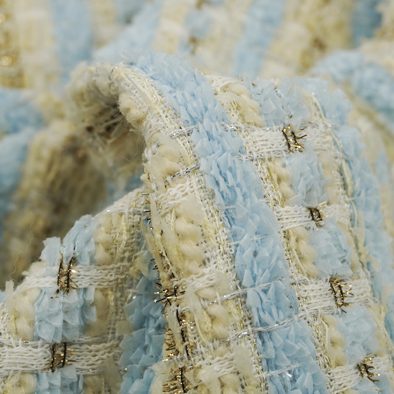 ผ้าทวีดลายสก็อตสีฟ้าอ่อน-เบจ ผ - Sewing Tweed บทวิจารณ์และราคา